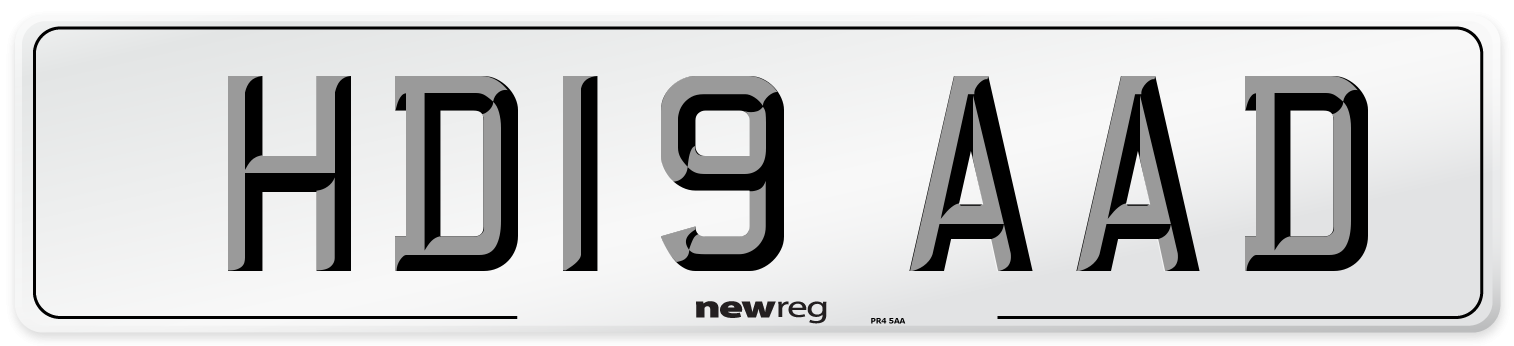 HD19 AAD Number Plate from New Reg